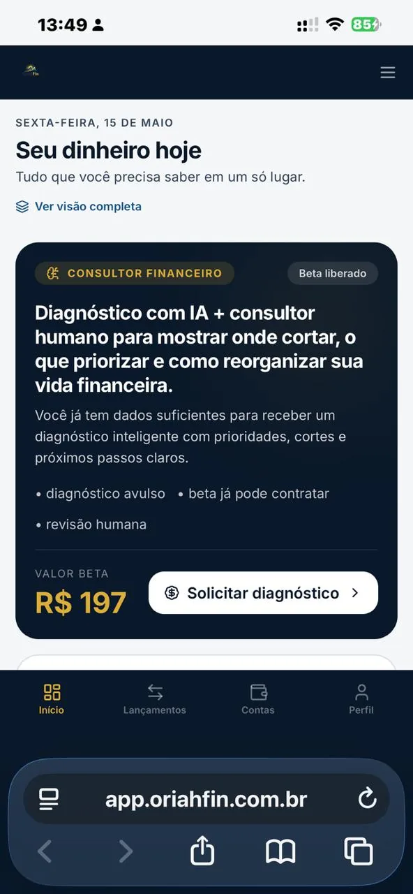 Consultor financeiro no OriahFin